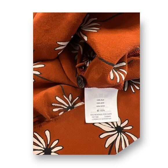 Madewell Wrap Silk Blouse In Fresh Daisies Top Size Extra Small - Picture 8 of 9